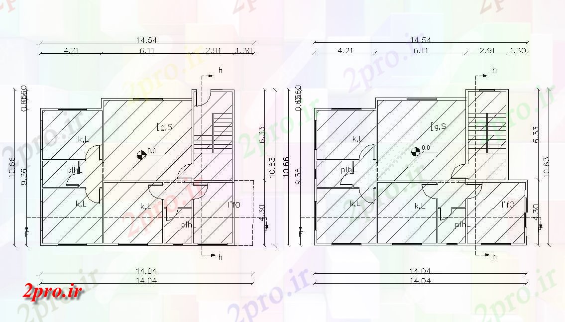 دانلود نقشه خانه های کوچک ، نگهبانی ، سازمانی - دو طبقه طرحی مسکونی ویلایی 10 در 13 متر (کد155432)