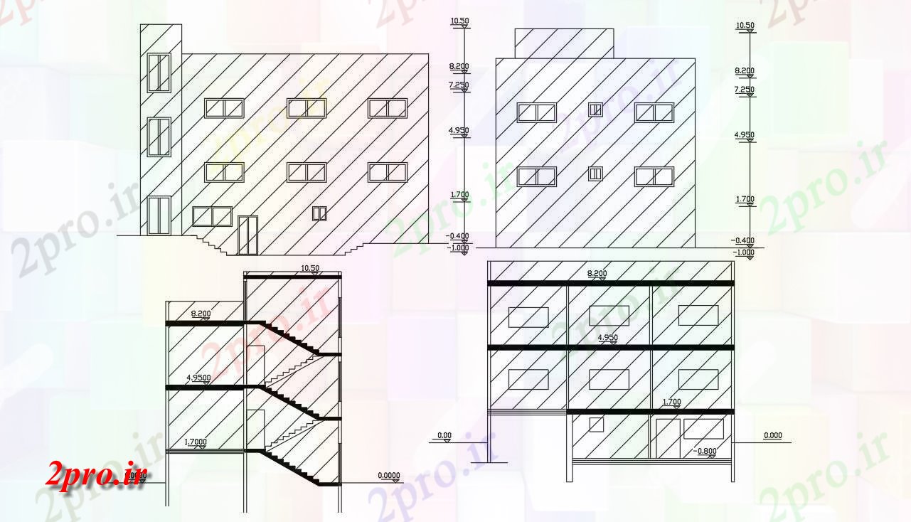 دانلود نقشه خانه های کوچک ، نگهبانی ، سازمانی - سطح ساختمان خانه (کد155450)