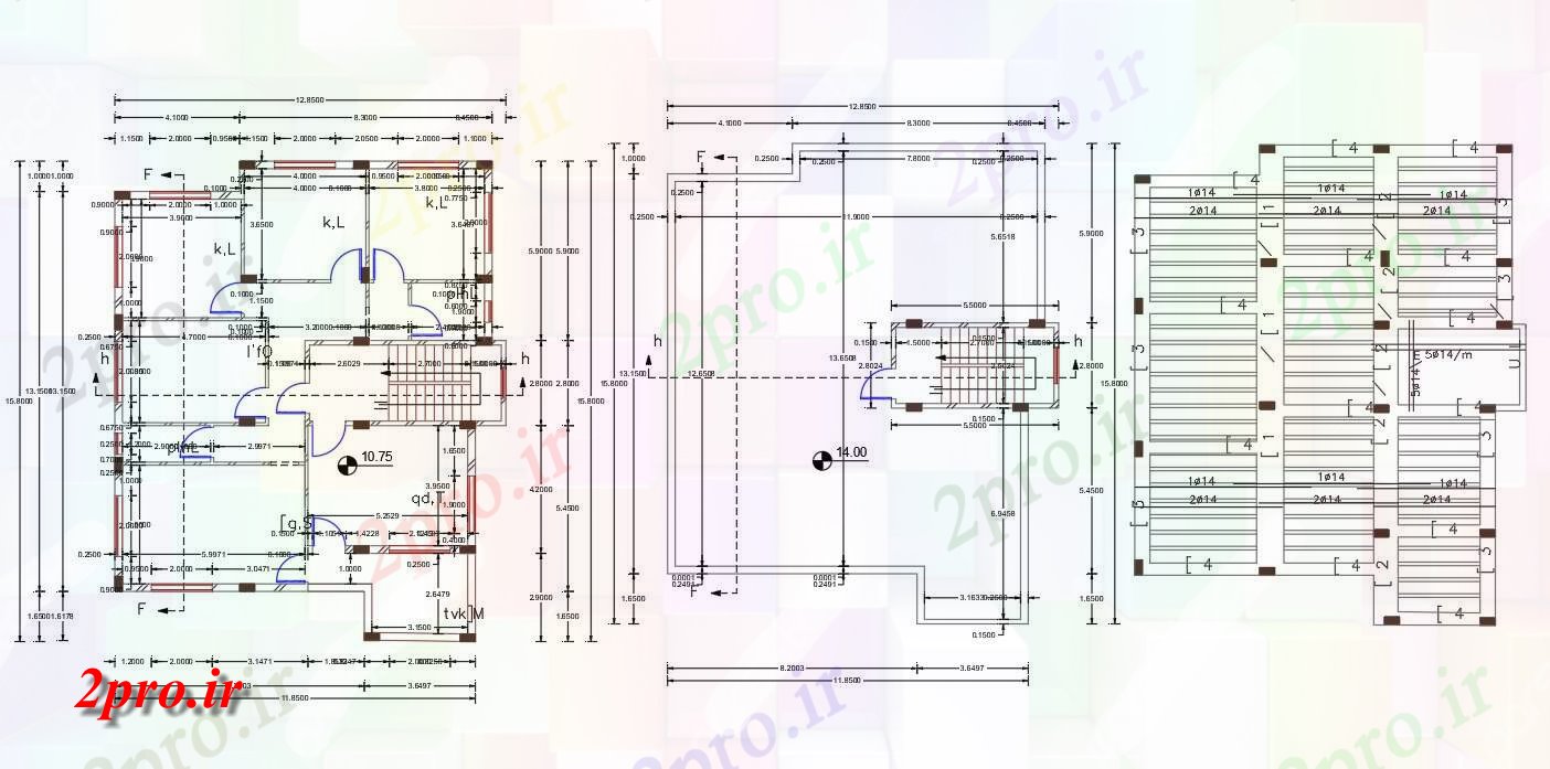 دانلود نقشه خانه های کوچک ، نگهبانی ، سازمانی - فوت مربع 3 BHK خانه طرحی طبقه طراحی 12 در 15 متر (کد155453)