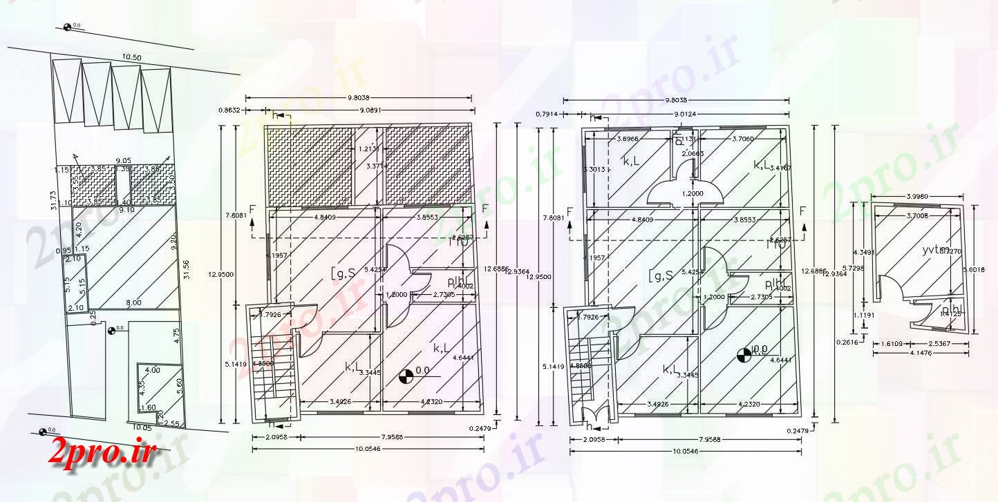 دانلود نقشه خانه های کوچک ، نگهبانی ، سازمانی - توسط 40 فوت خانه اتوکد 9 در 12 متر (کد155456)