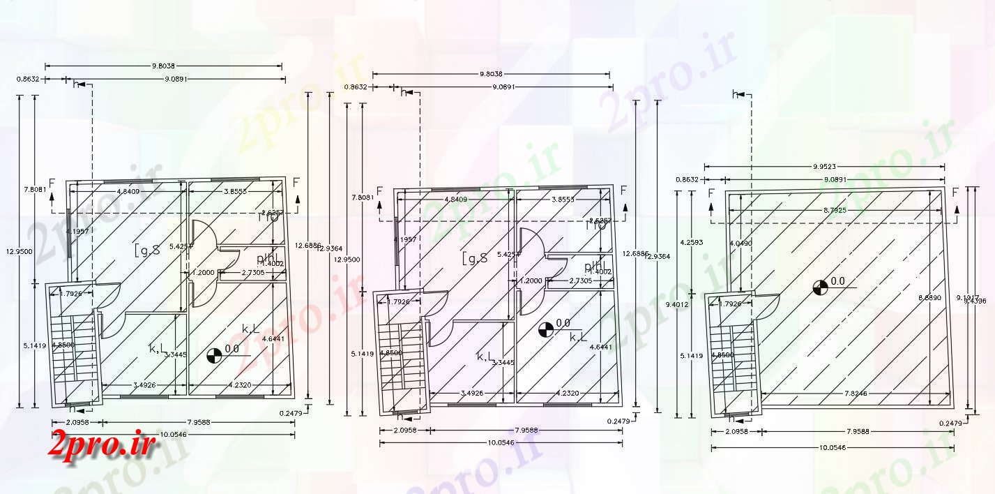 دانلود نقشه خانه های کوچک ، نگهبانی ، سازمانی - فوت مربع خانه طرحی طبقه 9 در 9 متر (کد155457)