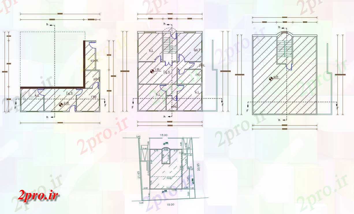 دانلود نقشه خانه های کوچک ، نگهبانی ، سازمانی - X 50 خانه طرحی طبقه 11 در 13 متر (کد155459)