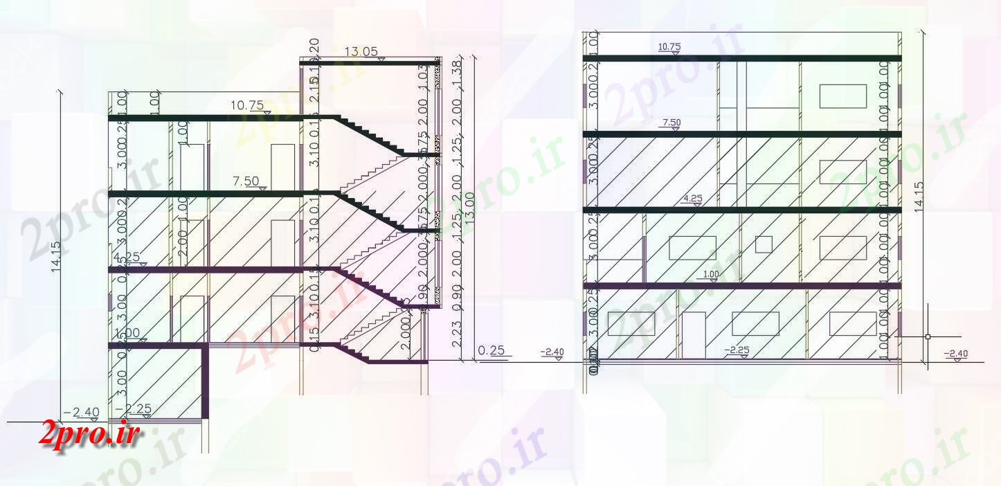 دانلود نقشه مسکونی  ، ویلایی ، آپارتمان  چند خانه بخش نشیمن  (کد155470)