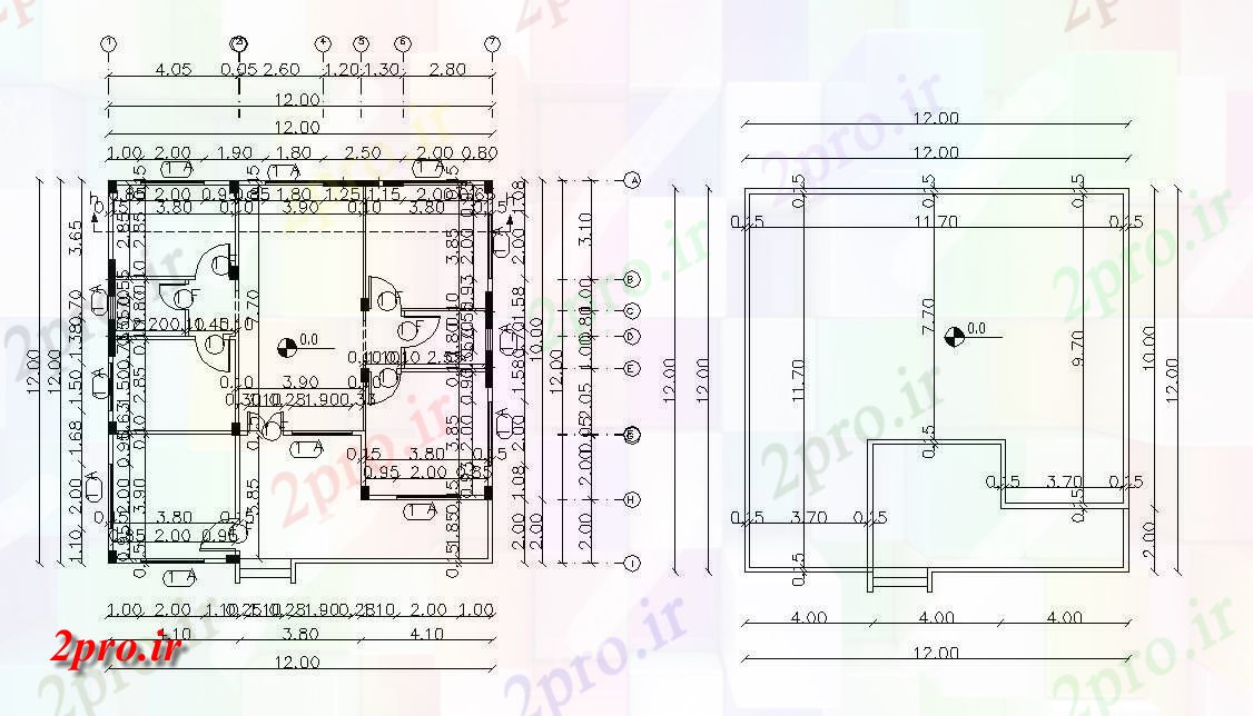 دانلود نقشه خانه های کوچک ، نگهبانی ، سازمانی - ساده طرحی خانه با تراس طبقه 12 در 12 متر (کد155486)