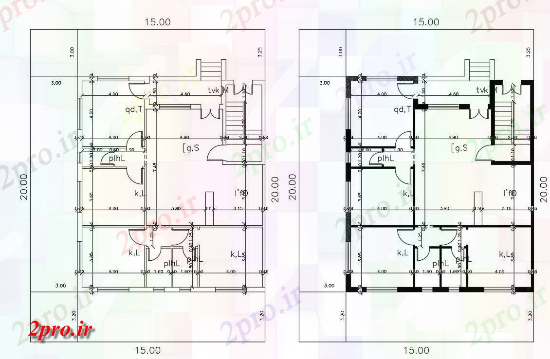 دانلود نقشه خانه های کوچک ، نگهبانی ، سازمانی - X 65 طرحی خانه 12 در 13 متر (کد155488)