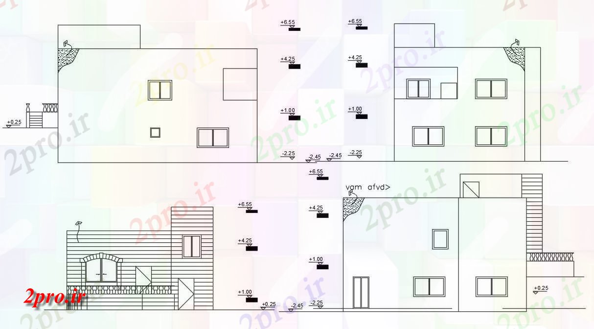 دانلود نقشه خانه های کوچک ، نگهبانی ، سازمانی - خانه مدرن نمای طراحی  نشیمن (کد155495)