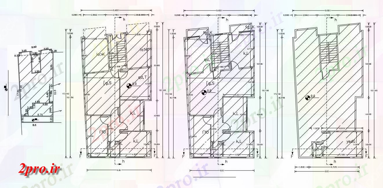 دانلود نقشه خانه های کوچک ، نگهبانی ، سازمانی - BHK خانه طرحی طبقه طراحی اتوکد 9 در 17 متر (کد155499)