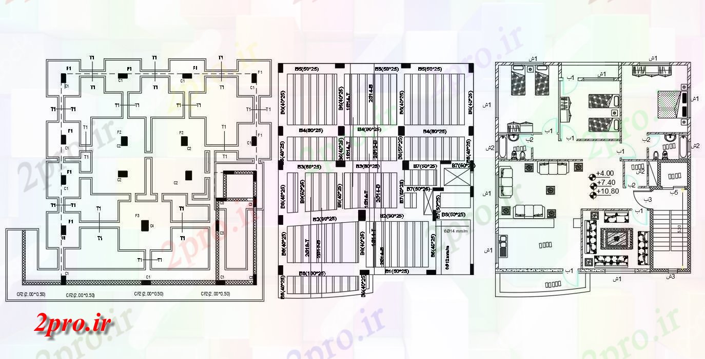 دانلود نقشه مسکونی  ، ویلایی ، آپارتمان  طرحی جای پای آپارتمان   خانه طرحی با ستون (کد155510)