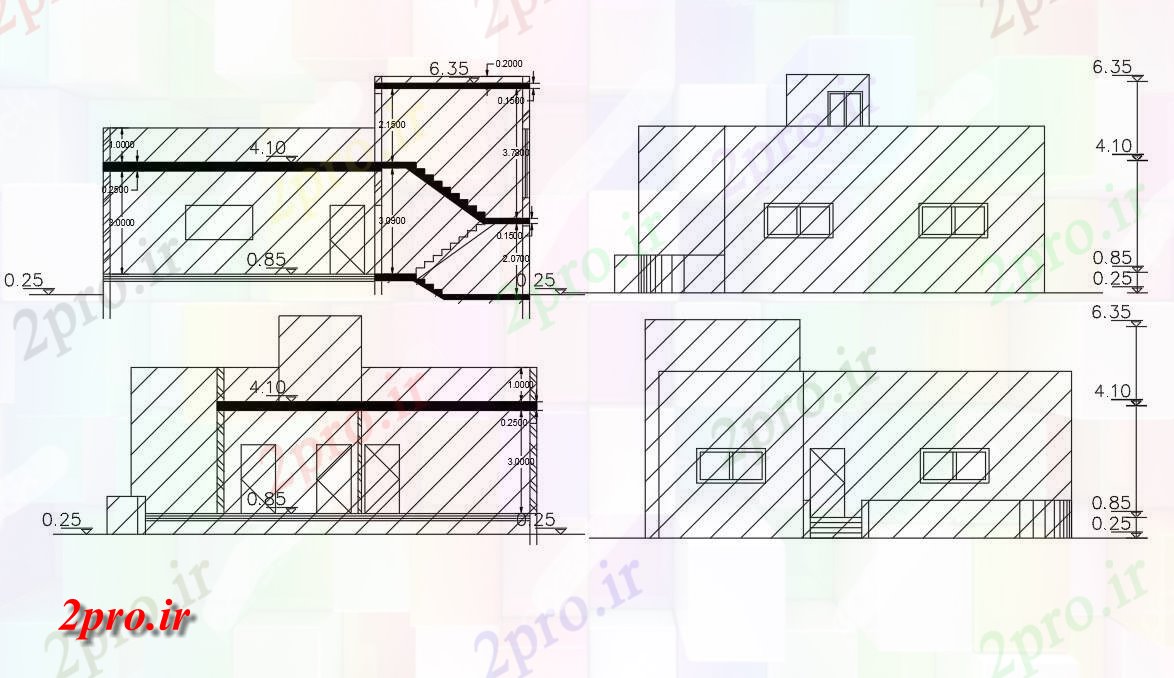 دانلود نقشه خانه های کوچک ، نگهبانی ، سازمانی -  خانه بخشی نما (کد155521)