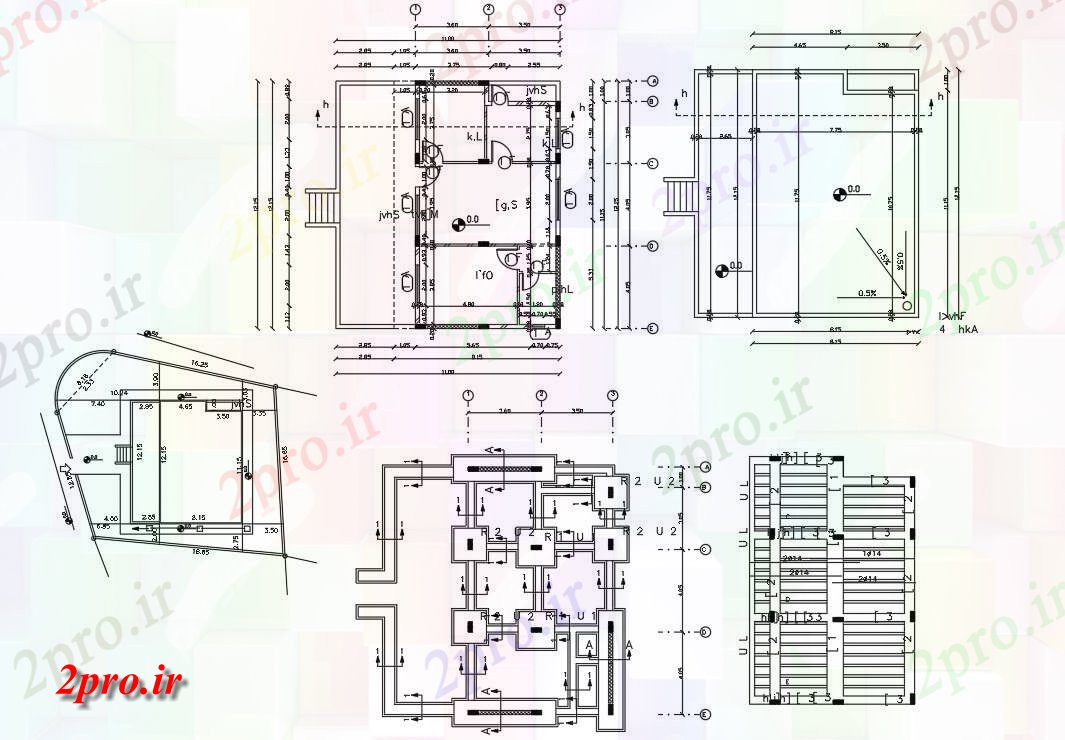 دانلود نقشه خانه های کوچک ، نگهبانی ، سازمانی - فوت مربع خانه طرحی طبقه طراحی 8 در 11 متر (کد155524)