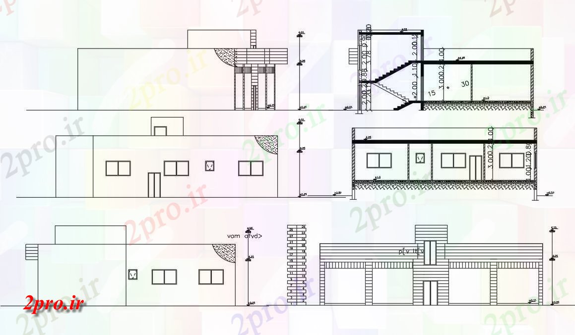 دانلود نقشه ساختمان اداری - تجاری - صنعتی فروشگاه با ساختمان خانه بخشی نما طراحی 14 در 19 متر (کد155529)