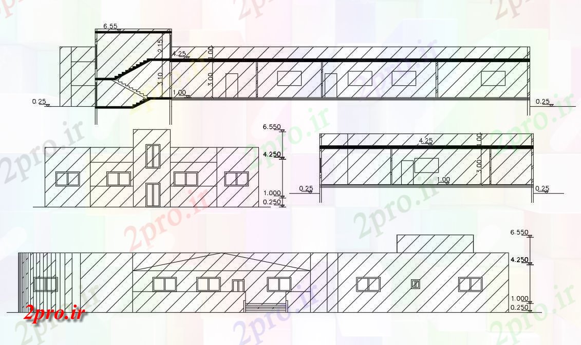 دانلود نقشه خانه های کوچک ، نگهبانی ، سازمانی - اسراف ویلایی بخشی نما (کد155535)