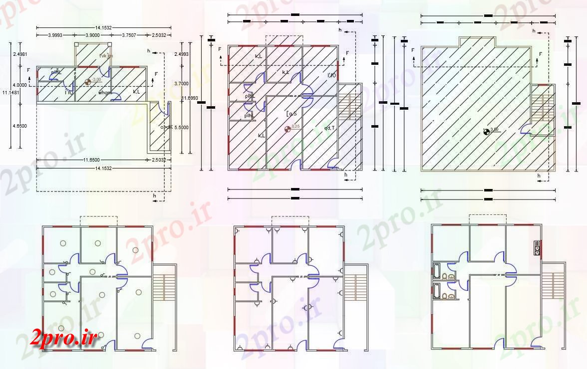 دانلود نقشه خانه های کوچک ، نگهبانی ، سازمانی - X 52 'دان طرحی خانه 13 در 14 متر (کد155546)