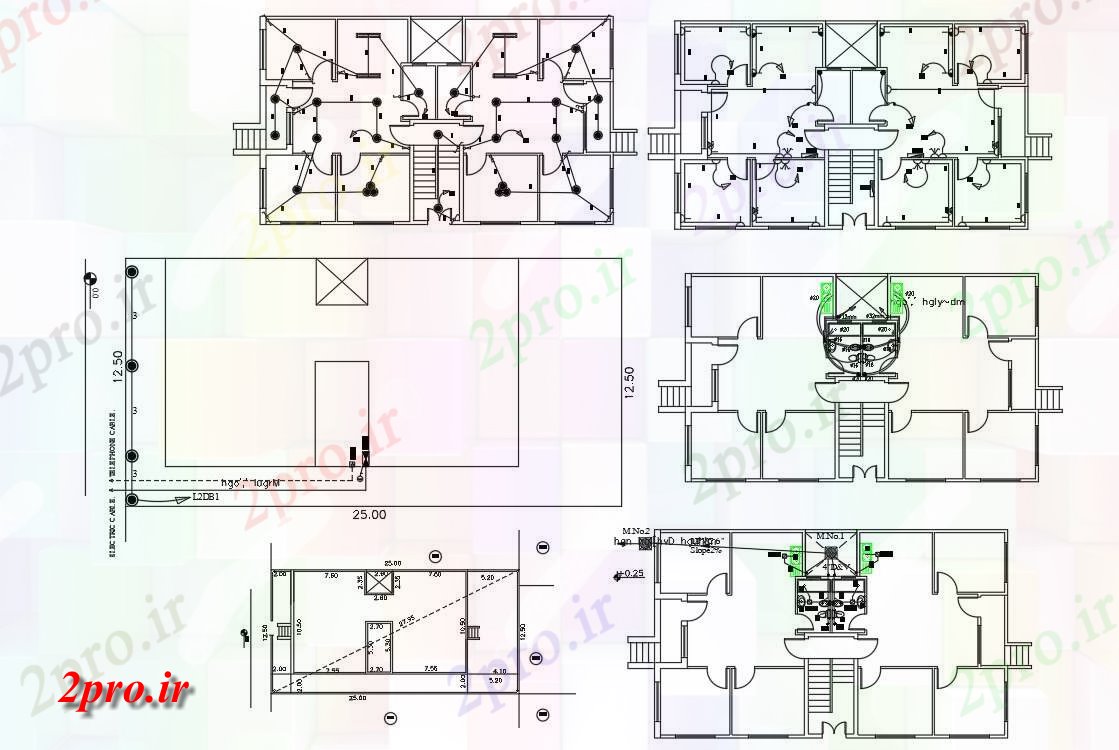 دانلود نقشه مسکونی  ، ویلایی ، آپارتمان  آپارتمان طرحی نصب و راه اندازی 2 BHK خانه لوله کشی و برق (کد155552)