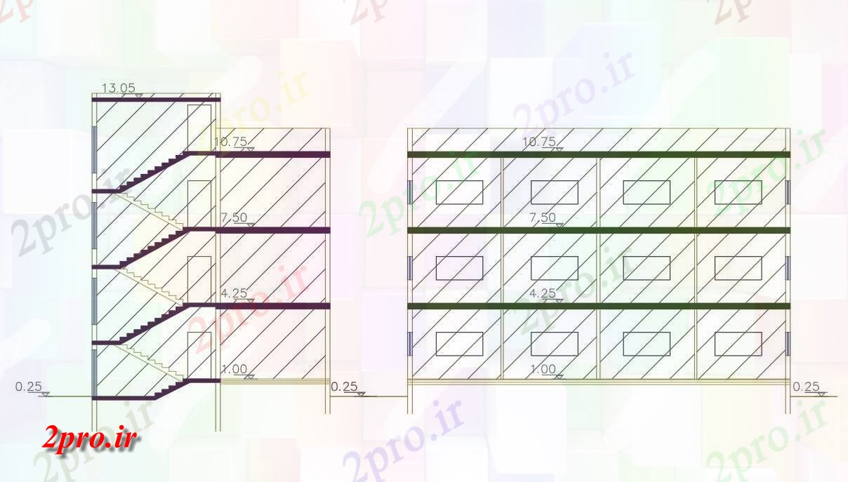 دانلود نقشه مسکونی  ، ویلایی ، آپارتمان  آپارتمان ساختمان بخش  اتوکد (کد155556)