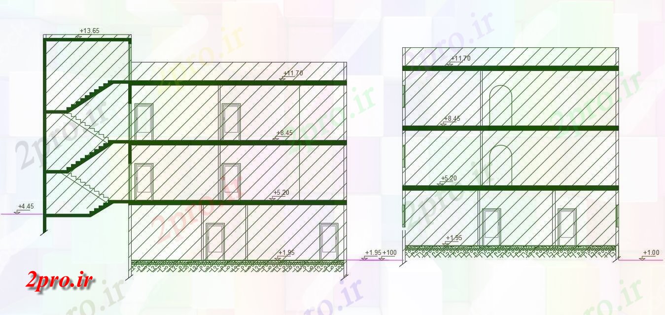 دانلود نقشه خانه های کوچک ، نگهبانی ، سازمانی - مسکن ساختمان بخش (کد155560)