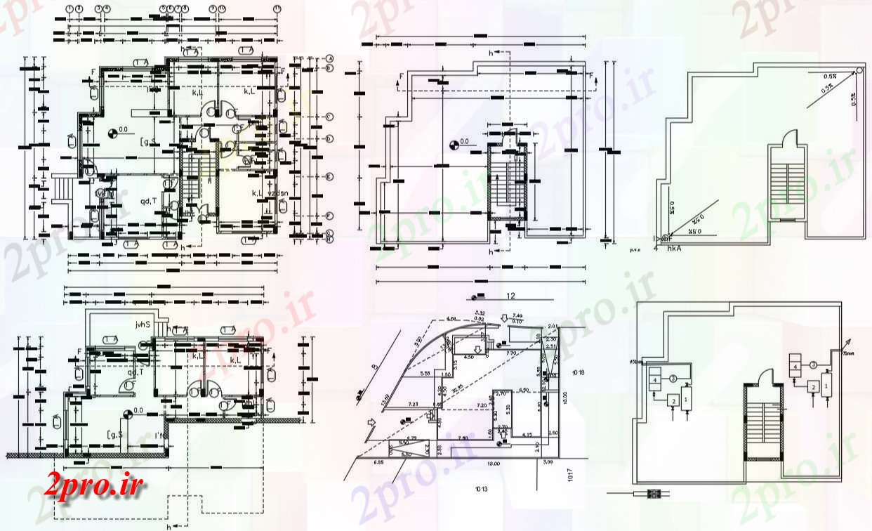 دانلود نقشه خانه های کوچک ، نگهبانی ، سازمانی - طرحی معماری 3 BHK خانه اتوکد 12 در 14 متر (کد155578)