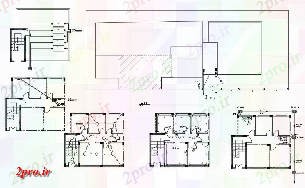 دانلود نقشه خانه های کوچک ، نگهبانی ، سازمانی - BHK خانه لوله کشی و طرحی برق طراحی 9 در 10 متر (کد155581)