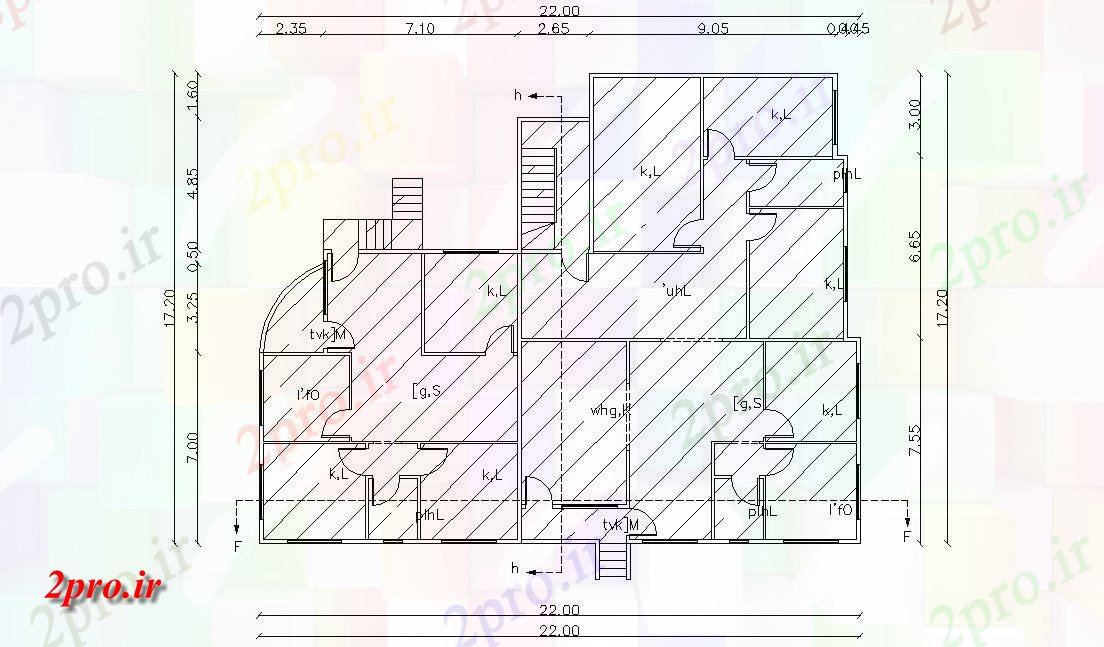 دانلود نقشه خانه های کوچک ، نگهبانی ، سازمانی - مدرن معماری ویلایی طراحی با ابعاد 17 در 22 متر (کد155583)