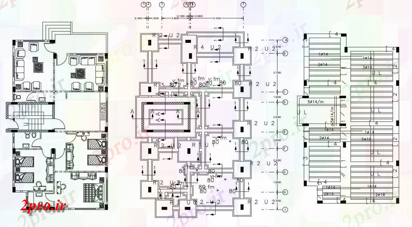 دانلود نقشه خانه های کوچک ، نگهبانی ، سازمانی - فوت مربع 3 BHK خانه 9 در 17 متر (کد155598)