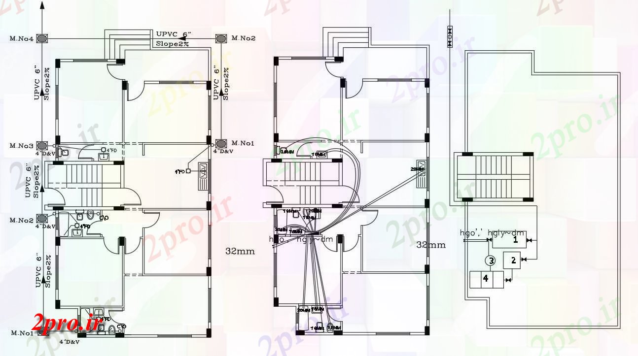 دانلود نقشه خانه های کوچک ، نگهبانی ، سازمانی - BHK خانه لوله کشی طراحی نشیمن 9 در 17 متر (کد155599)