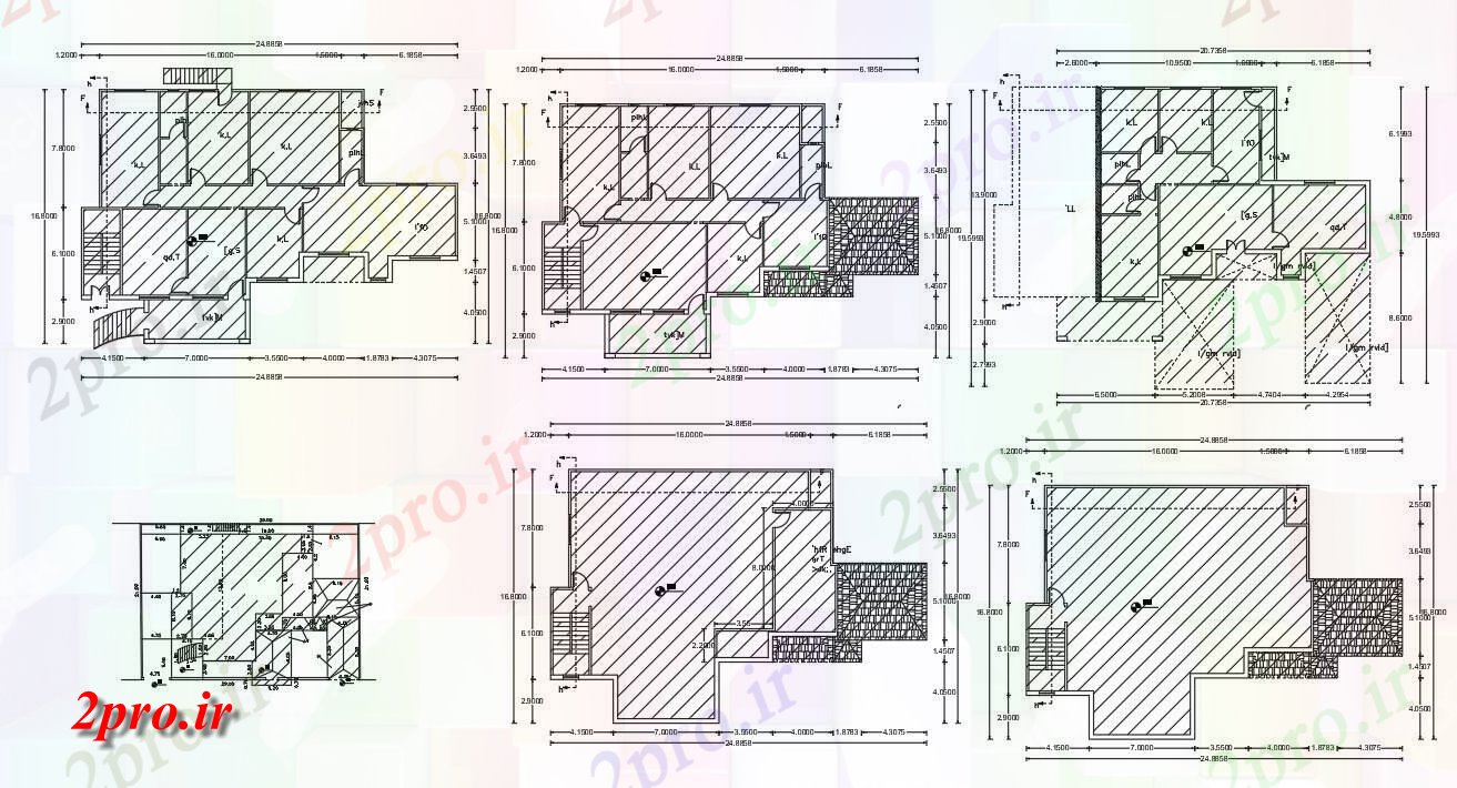 دانلود نقشه خانه های کوچک ، نگهبانی ، سازمانی - فوت مربع طرحی خانه اتوکد 16 در 24 متر (کد155606)