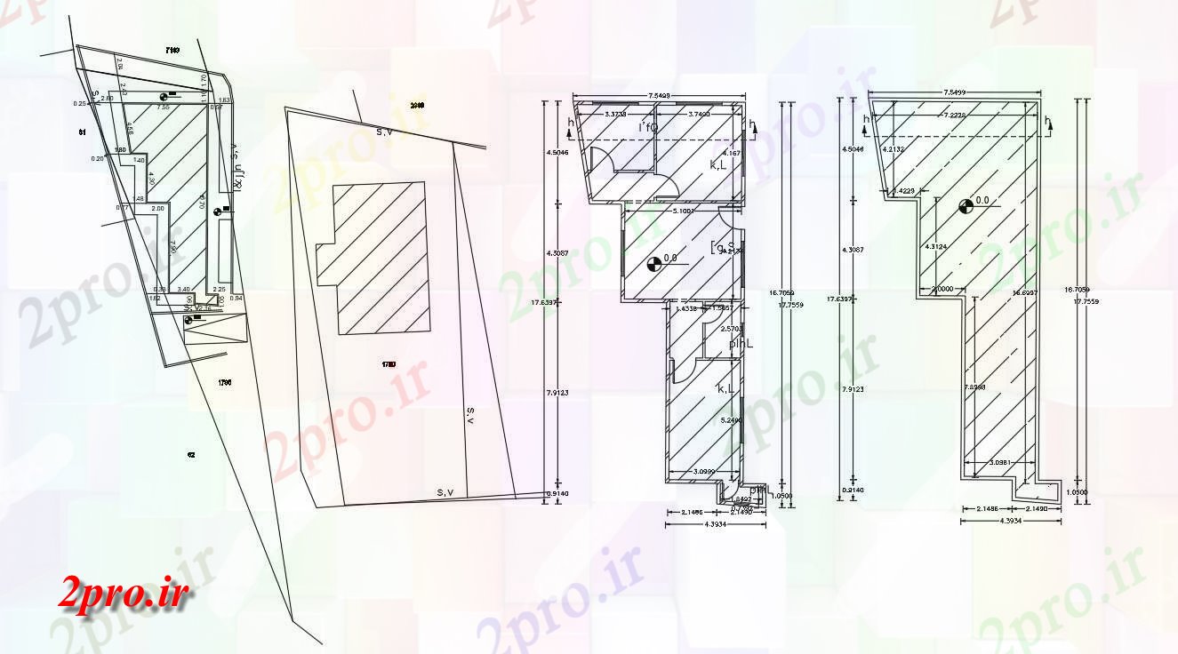 دانلود نقشه خانه های کوچک ، نگهبانی ، سازمانی - اتاق خواب طرحی خانه با سایت دان نشیمن 7 در 1 متر (کد155608)