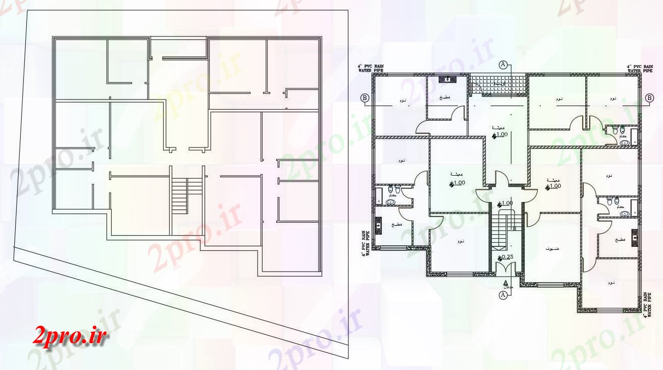 دانلود نقشه مسکونی  ، ویلایی ، آپارتمان  X 65 'مجلس  (کد155622)