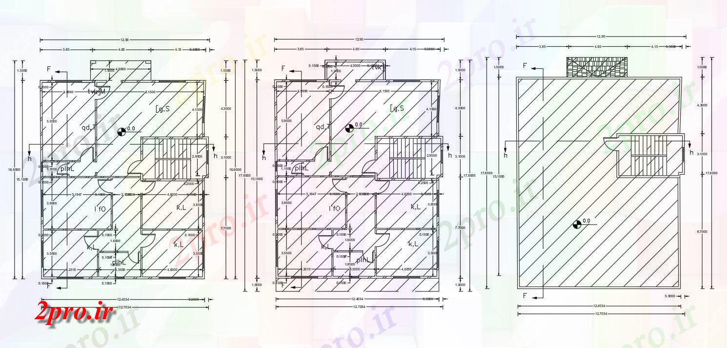 دانلود نقشه خانه های کوچک ، نگهبانی ، سازمانی - X 52 رسم خانه 12 در 15 متر (کد155624)