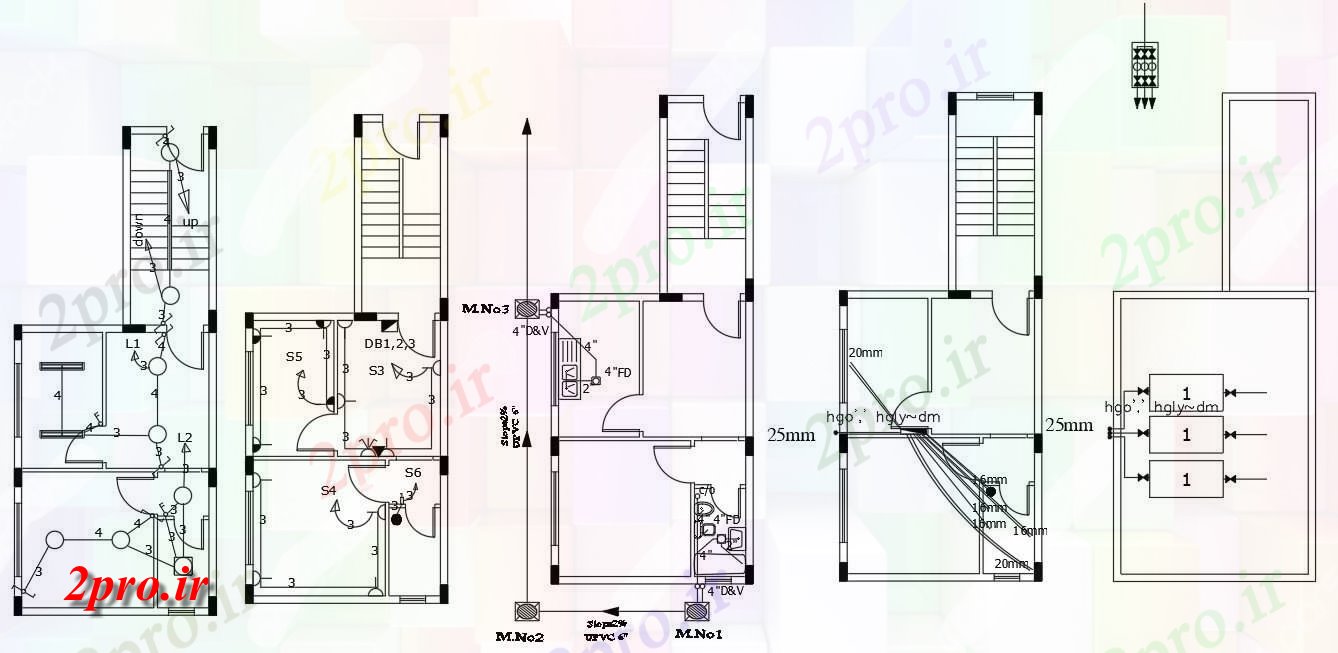 دانلود نقشه مسکونی  ، ویلایی ، آپارتمان  طرحی آپارتمان   350 فوت مربع 1 BHK خانه (کد155628)