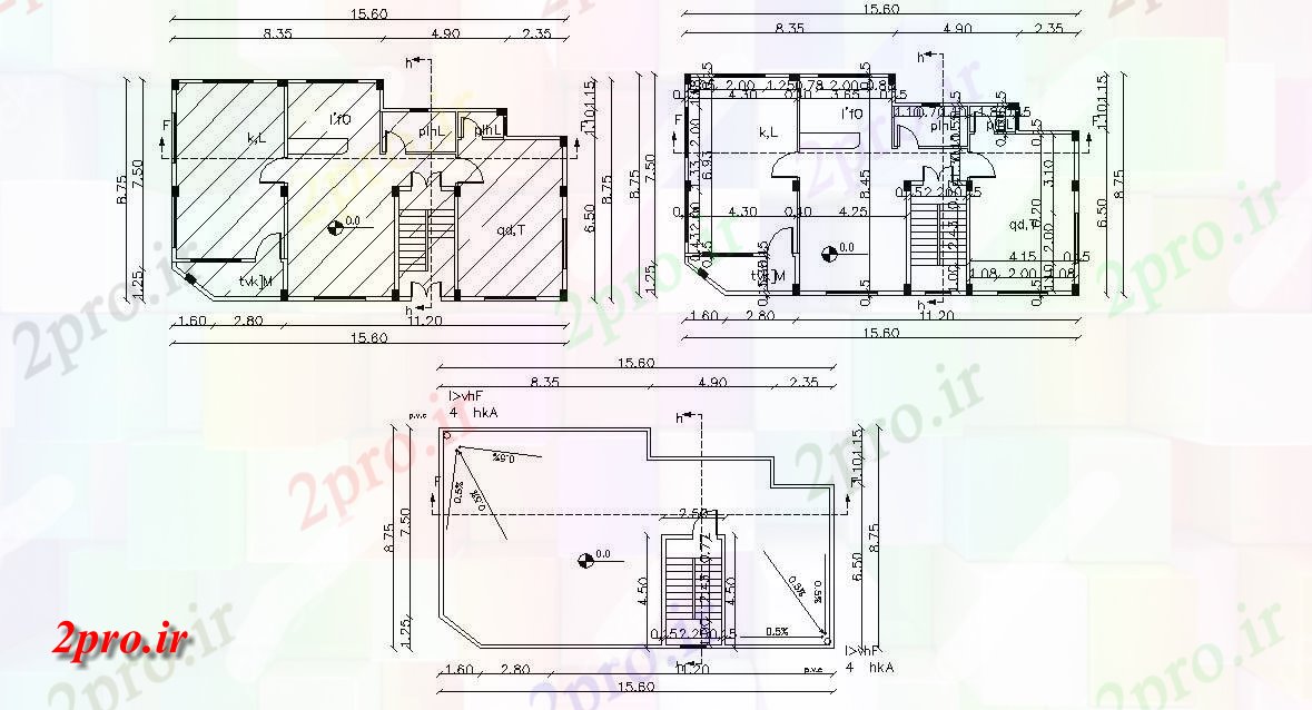 دانلود نقشه خانه های کوچک ، نگهبانی ، سازمانی - بزرگ ویلایی طرحی طبقه با کار 8 در 15 متر (کد155644)