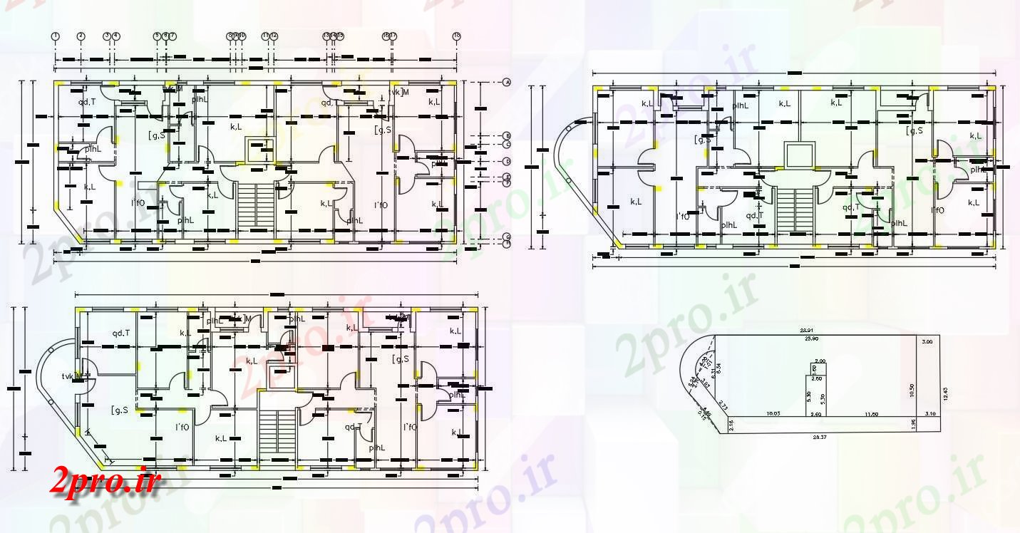 دانلود نقشه مسکونی  ، ویلایی ، آپارتمان  فوت مربع 3 BHK آپارتمان   طراحی  اتوکد (کد155660)