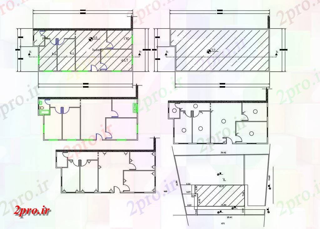دانلود نقشه ساختمان اداری - تجاری - صنعتی طرحی خانه برای 22 X 52 فوت طرح 7 در 17 متر (کد155664)