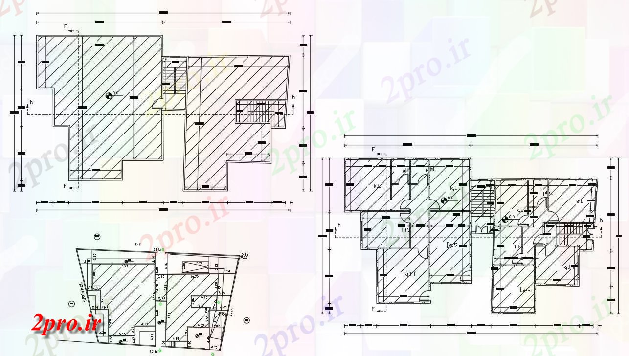 دانلود نقشه خانه های کوچک ، نگهبانی ، سازمانی - BHK خانه مشترک طرحی طبقه همکف 16 در 26 متر (کد155670)