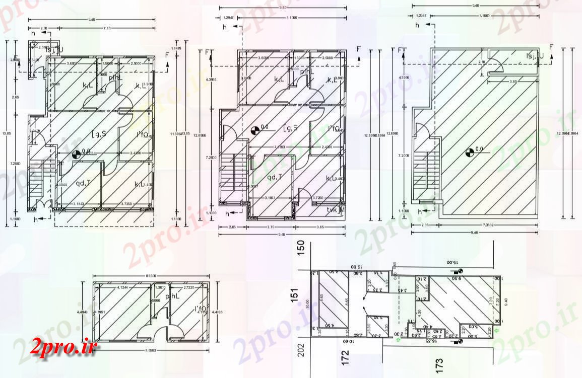 دانلود نقشه خانه های کوچک ، نگهبانی ، سازمانی - X 36 'اندازه پلات برای خانه 9 در 12 متر (کد155672)