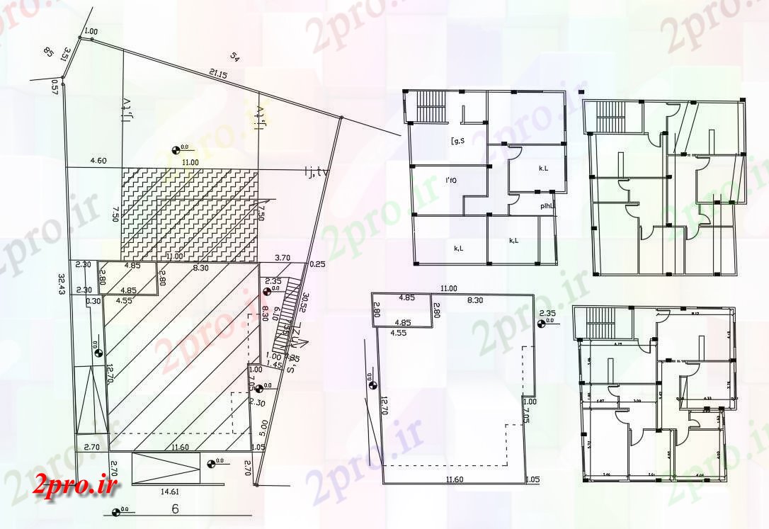 دانلود نقشه خانه های کوچک ، نگهبانی ، سازمانی - طرحی خانه 36 X 50 فوت اندازه پلات 13 در 14 متر (کد155674)