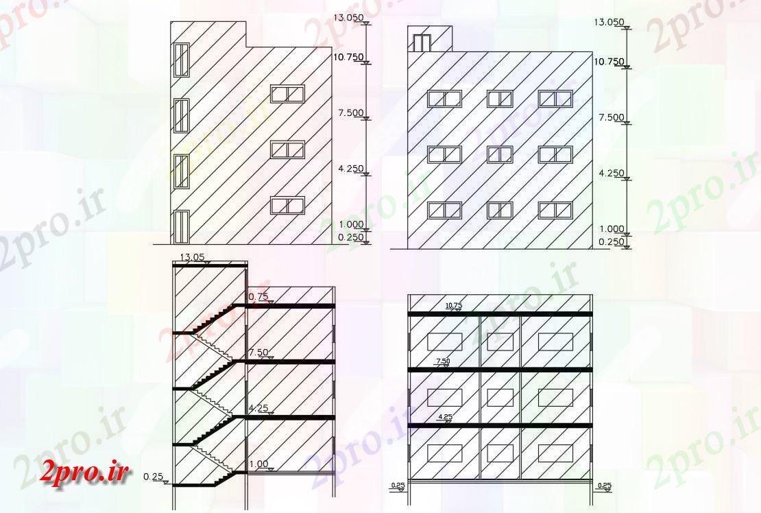 دانلود نقشه مسکونی  ، ویلایی ، آپارتمان  طبقه معماری آپارتمان   طراحی ساختمان  (کد155680)