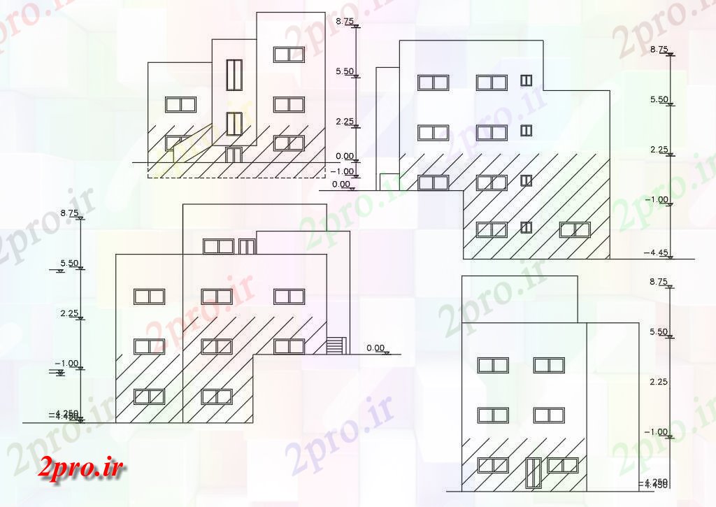 دانلود نقشه خانه های کوچک ، نگهبانی ، سازمانی - معماری ویلایی نما طراحی  اتوکد (کد155688)