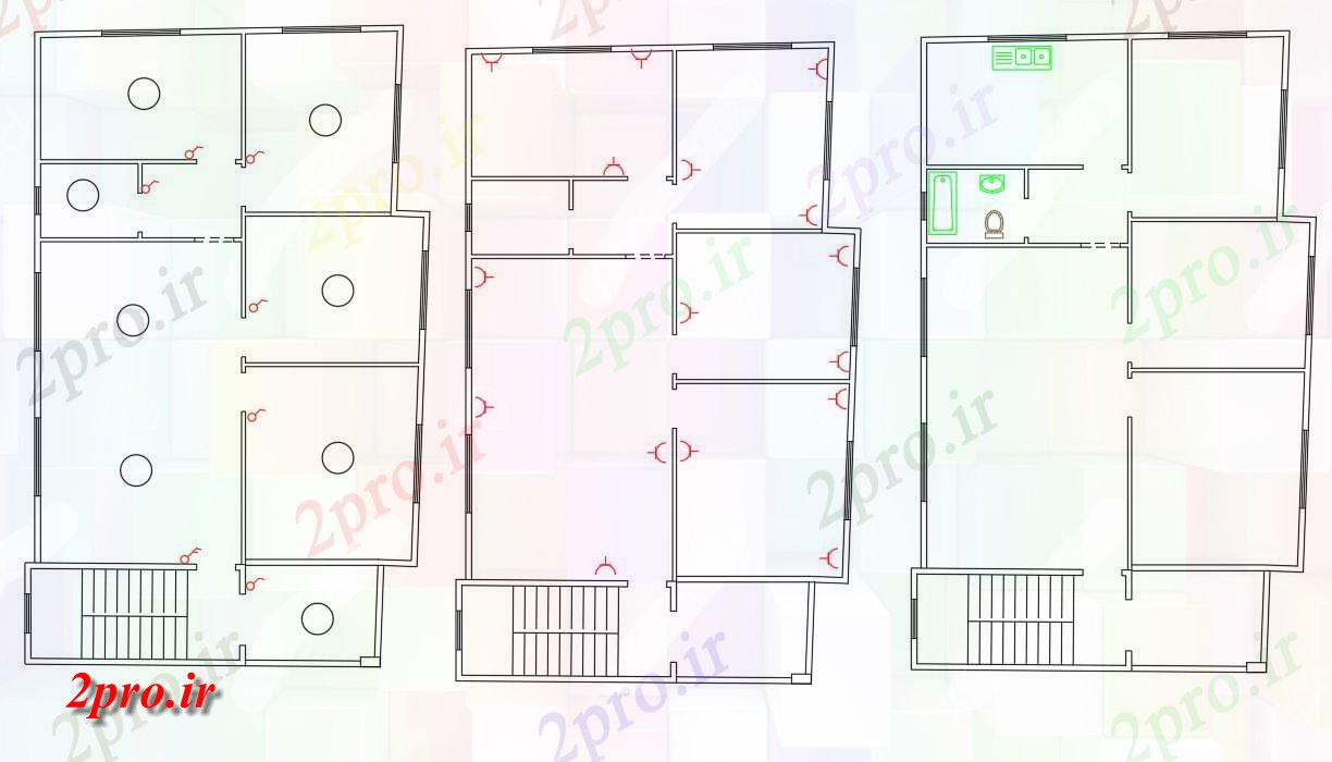 دانلود نقشه خانه های کوچک ، نگهبانی ، سازمانی - فوت مربع خانه چیدمان برق طراحی 10 در 16 متر (کد155708)