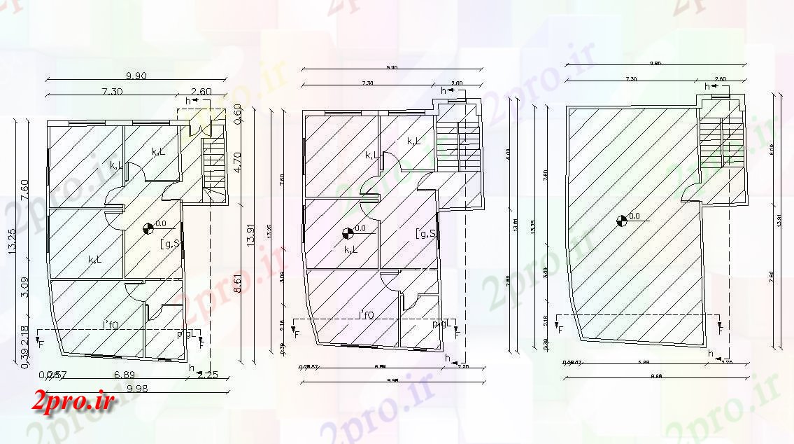 دانلود نقشه خانه های کوچک ، نگهبانی ، سازمانی - مسکونی طبقه پلان با کار 9 در 13 متر (کد155714)