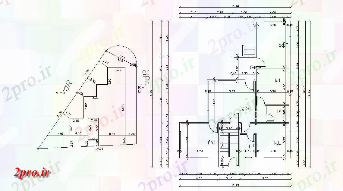 دانلود نقشه خانه های کوچک ، نگهبانی ، سازمانی - مدرن ویلایی برنامه ریزی با کار 12 در 16 متر (کد155716)