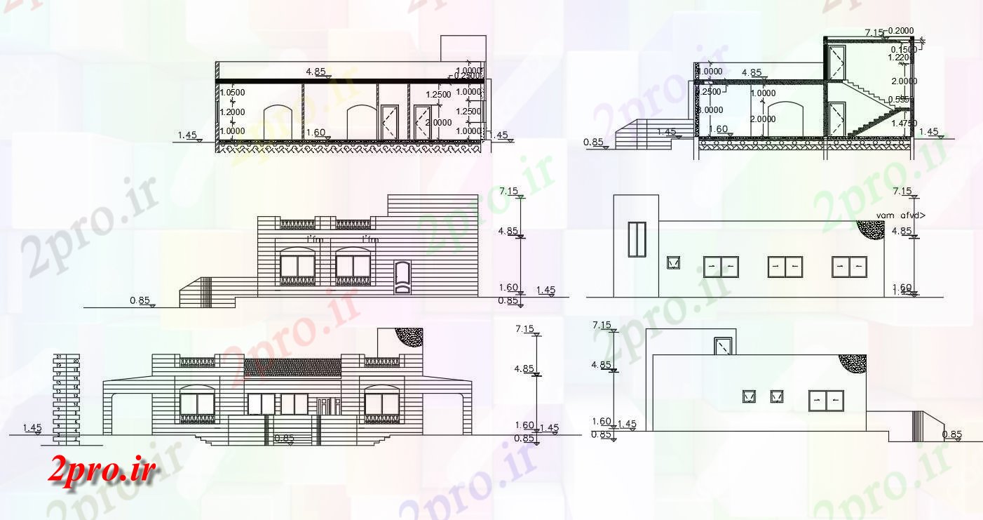 دانلود نقشه خانه های کوچک ، نگهبانی ، سازمانی - میدان محوطه ساختمان خانه نشیمن  (کد155725)