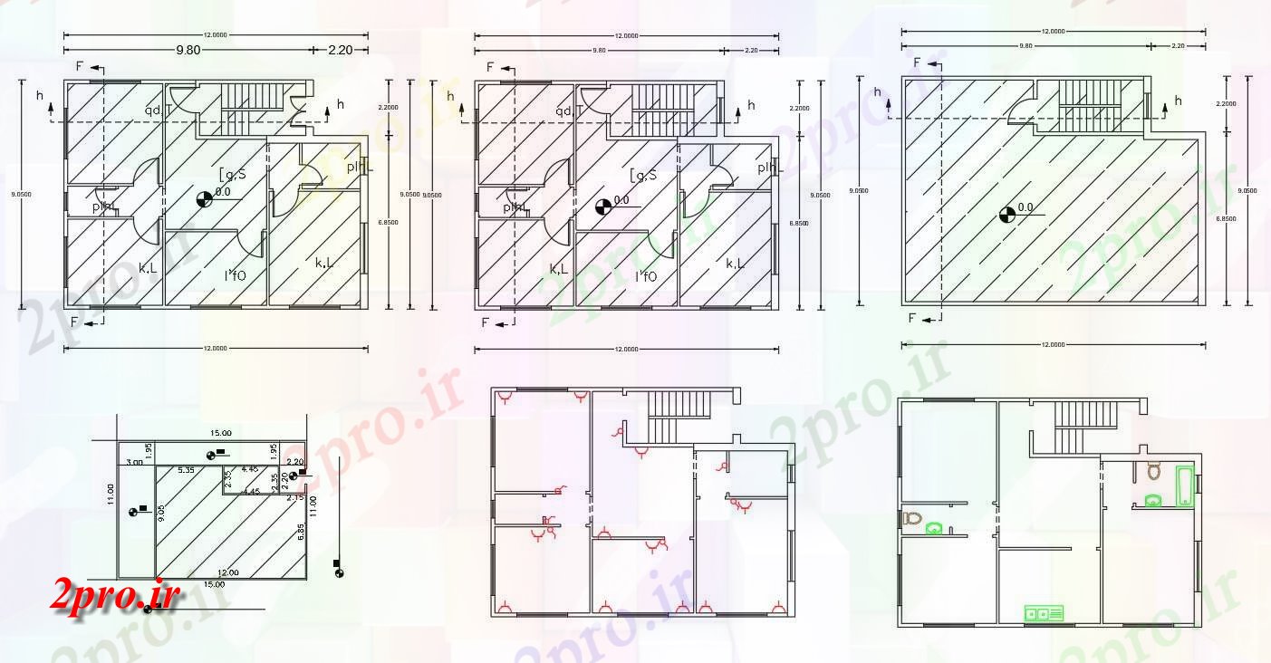 دانلود نقشه خانه های کوچک ، نگهبانی ، سازمانی - طرحی طبقه برای 30 X 40 فوت خانه طرحی 9 در 12 متر (کد155731)