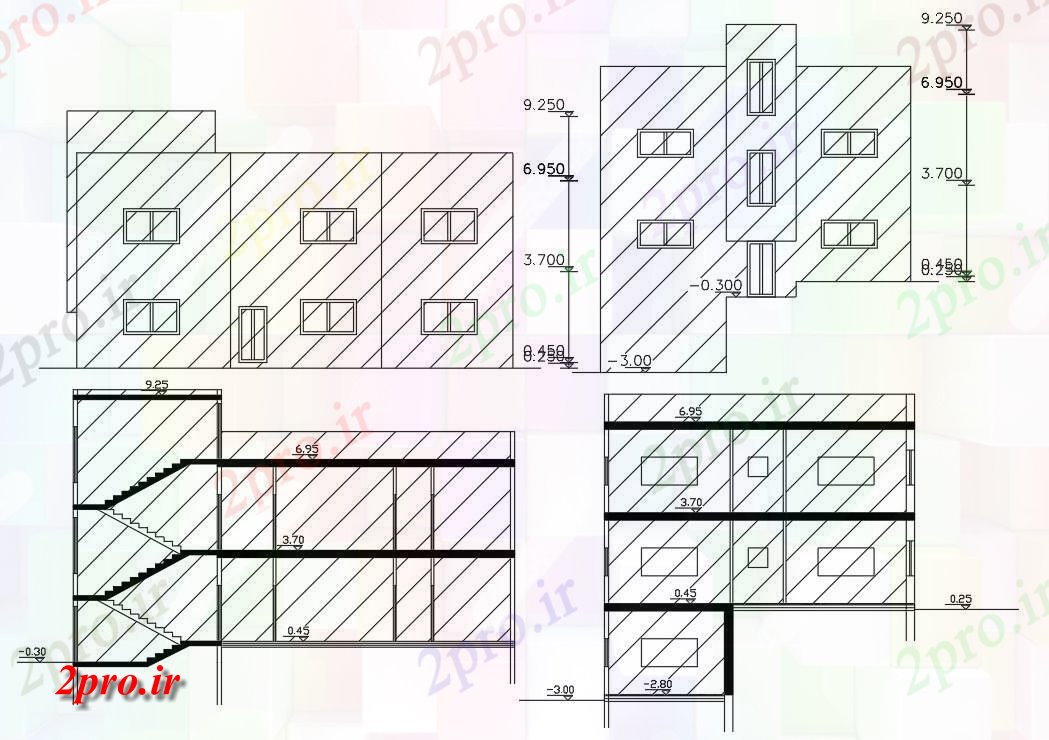 دانلود نقشه خانه های کوچک ، نگهبانی ، سازمانی -  ساختمان خانه بخش و نما (کد155735)