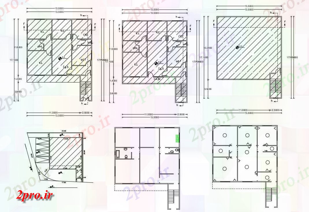 دانلود نقشه خانه های کوچک ، نگهبانی ، سازمانی - X 55 'پا خانه طرحی (257 میدان متری) 13 در 17 متر (کد155747)