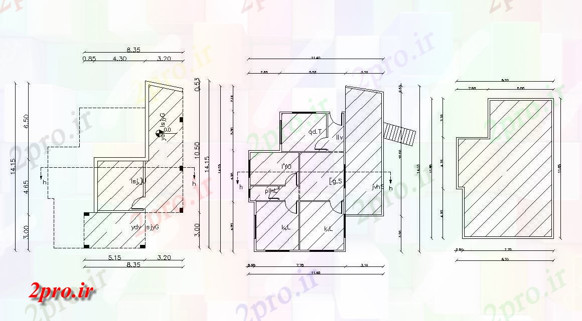 دانلود نقشه مسکونی  ، ویلایی ، آپارتمان  متر کف ویلایی طرحی با ابعاد   (کد155750)