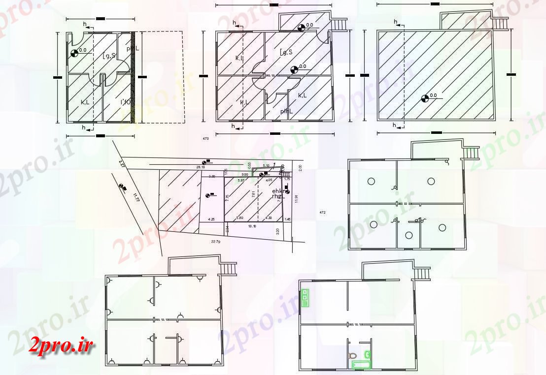 دانلود نقشه خانه های کوچک ، نگهبانی ، سازمانی - BHK خانه طرحی کامل 7 در 10 متر (کد155756)