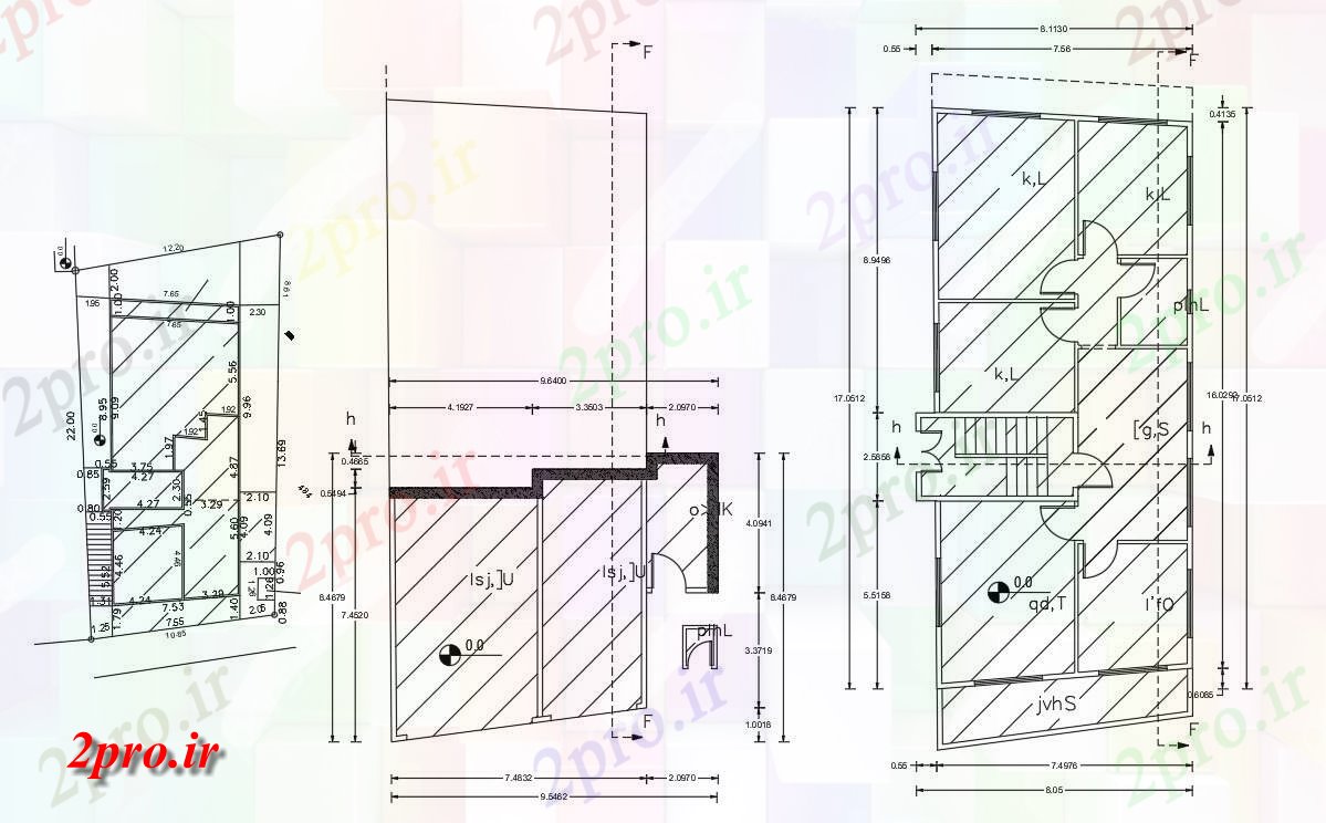 دانلود نقشه خانه های کوچک ، نگهبانی ، سازمانی - X 55 مجلس 8 در 16 متر (کد155758)