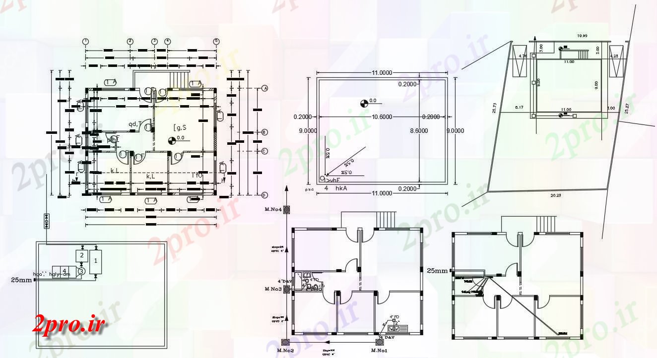 دانلود نقشه خانه های کوچک ، نگهبانی ، سازمانی - X 36 مجلس 9 در 11 متر (کد155786)