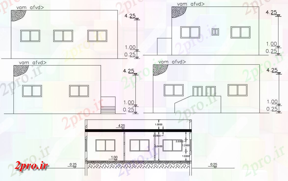 دانلود نقشه خانه های کوچک ، نگهبانی ، سازمانی - فوت مربع ساختمان خانه (کد155787)